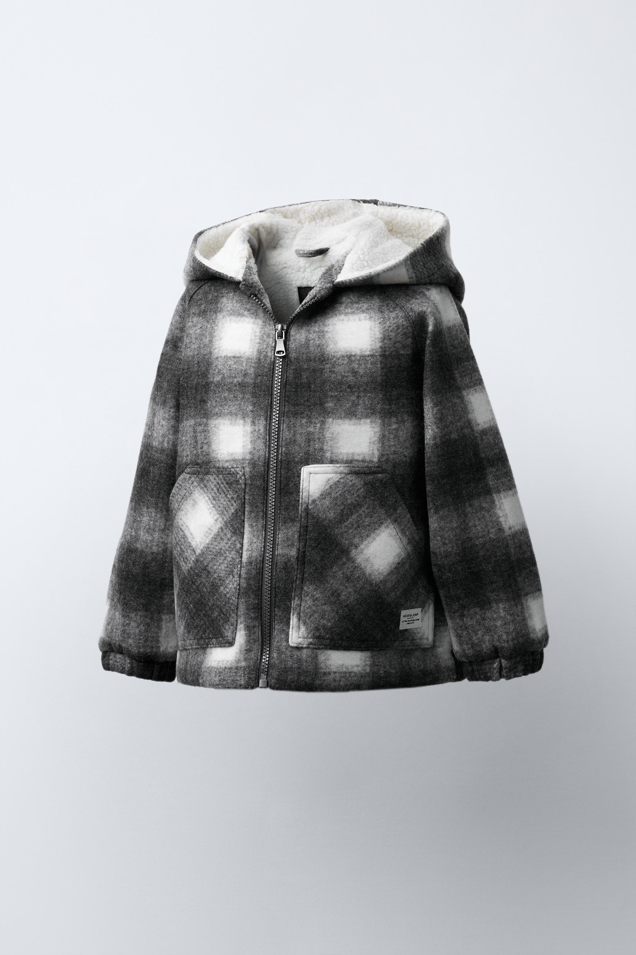 MANTEAU EFFET MOUTON À CARREAUX